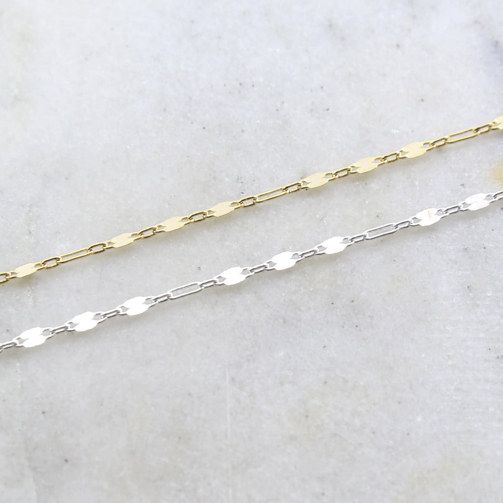 Brass Gold or Silver Plated Double Bar Link Choker Chain – Sold by the Foot