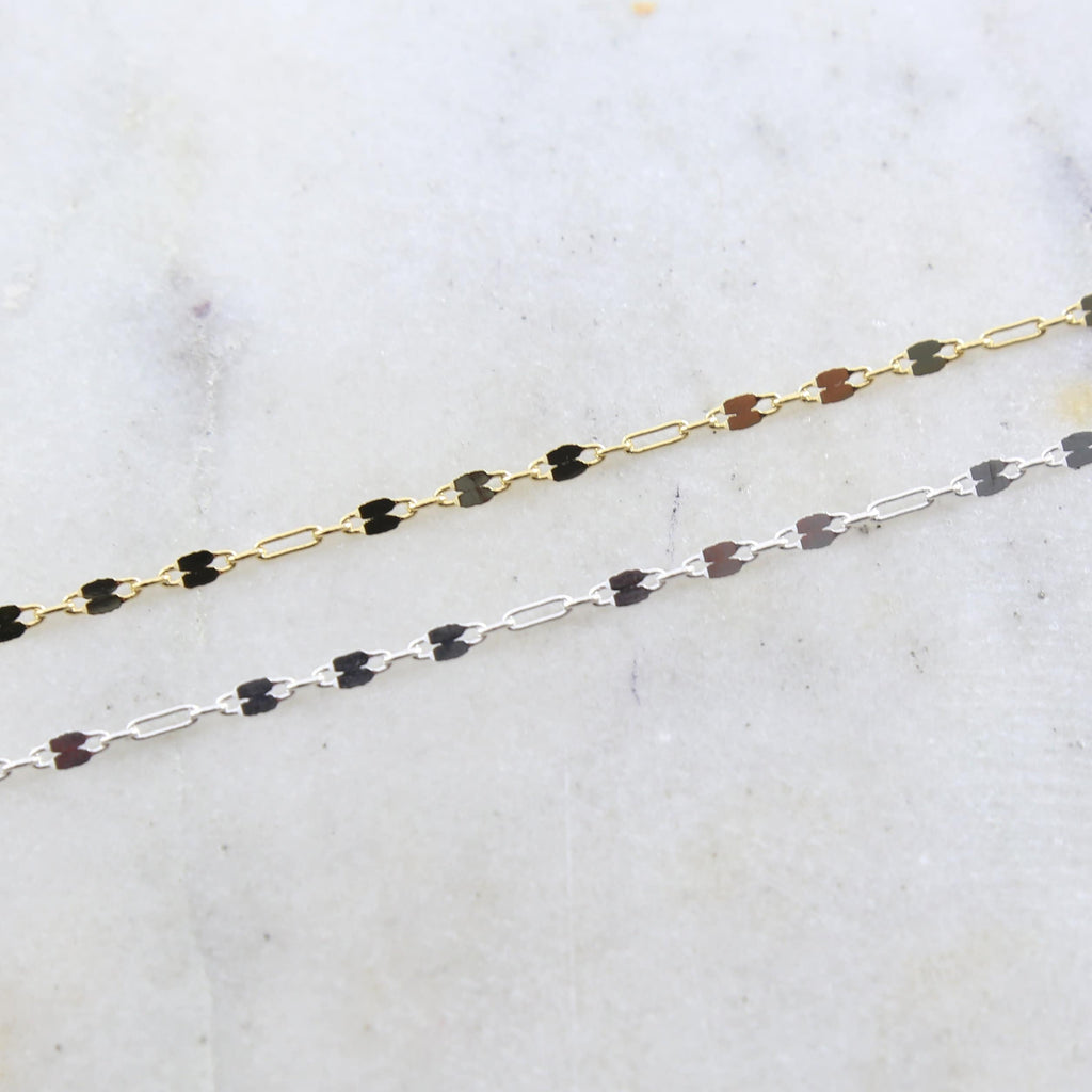 Brass Gold or Silver Plated Double Bar Link Choker Chain – Sold by the Foot