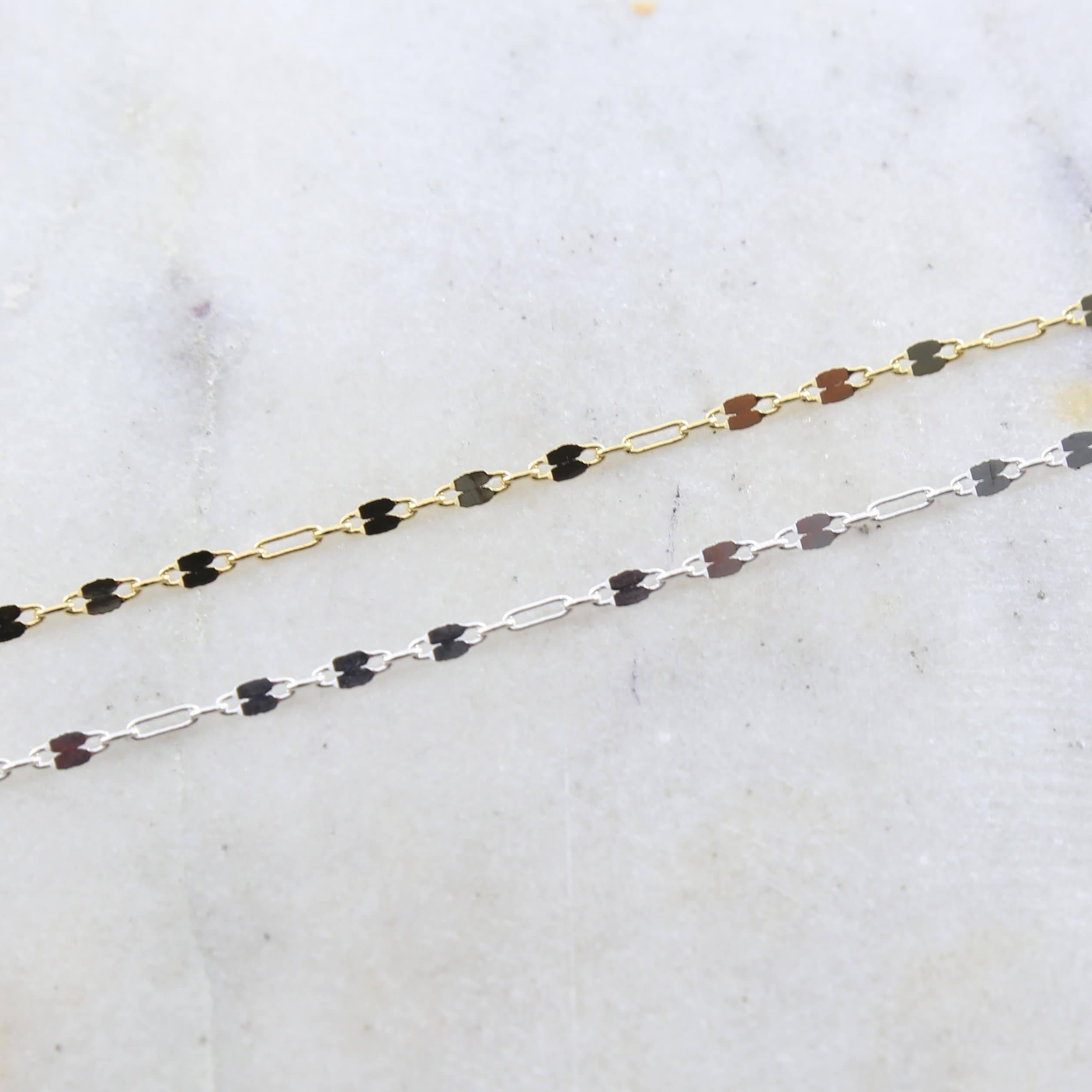 Brass Gold or Silver Plated Double Bar Link Choker Chain – Sold by the Foot
