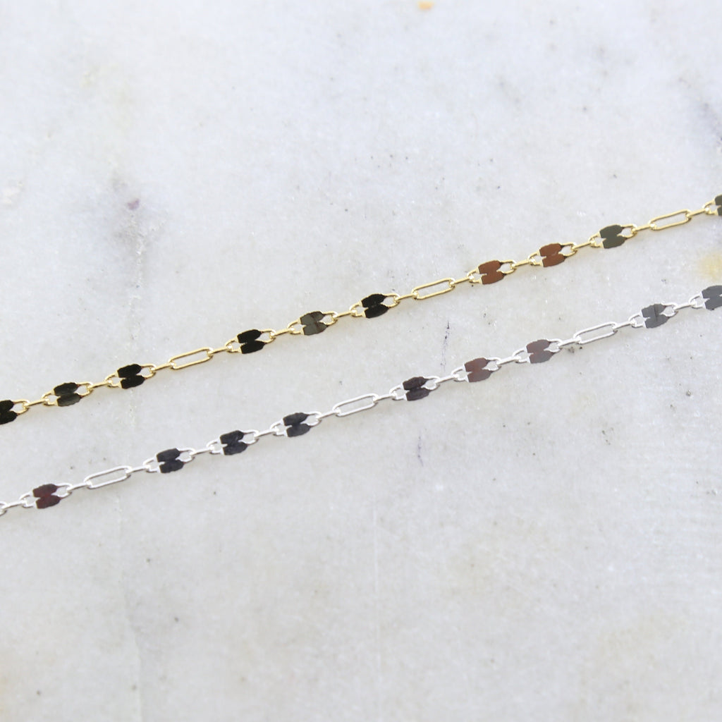 Brass Gold or Silver Plated Double Bar Link Choker Chain – Sold by the Foot