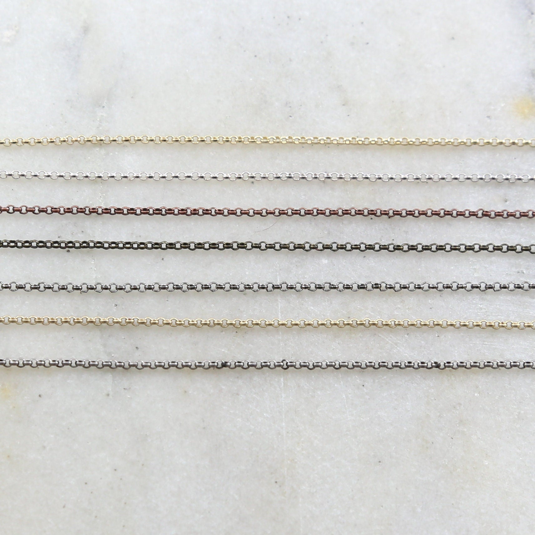 Brass Ultra Dainty Teeny Tiny Delicate Rolo Chain 7 – Sold by the Foot