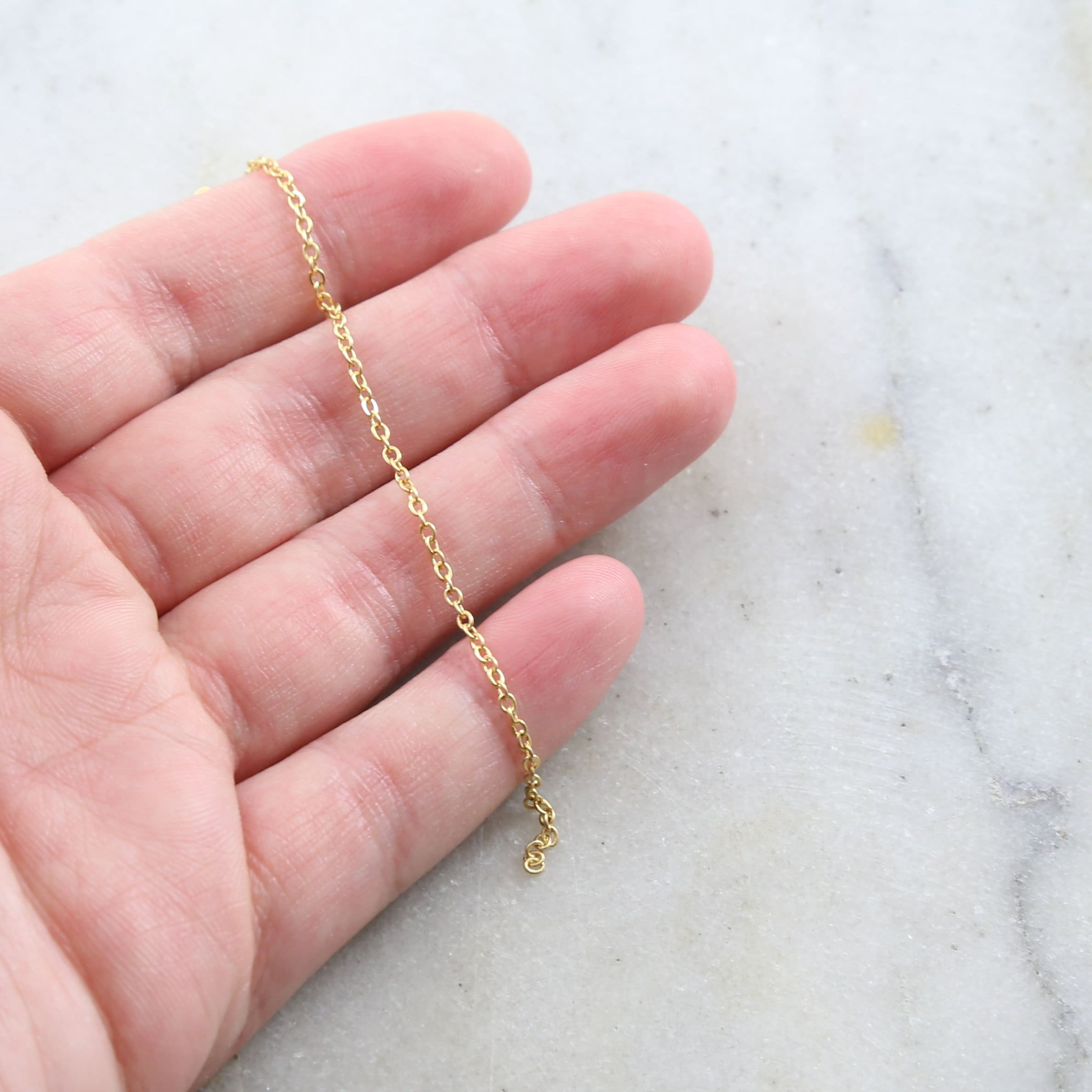 Brass Delicate Flat Round Link Cable Chain 2mm x 1.5mm in 7 – Sold by the Foot
