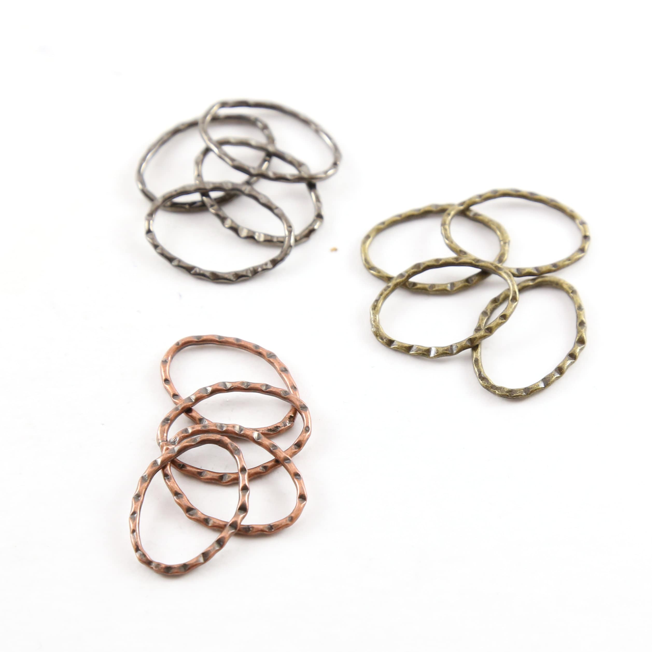 20mmx14mm Pewter Textured Crimped Hammered Oval MetalOpen Circle (4pc)