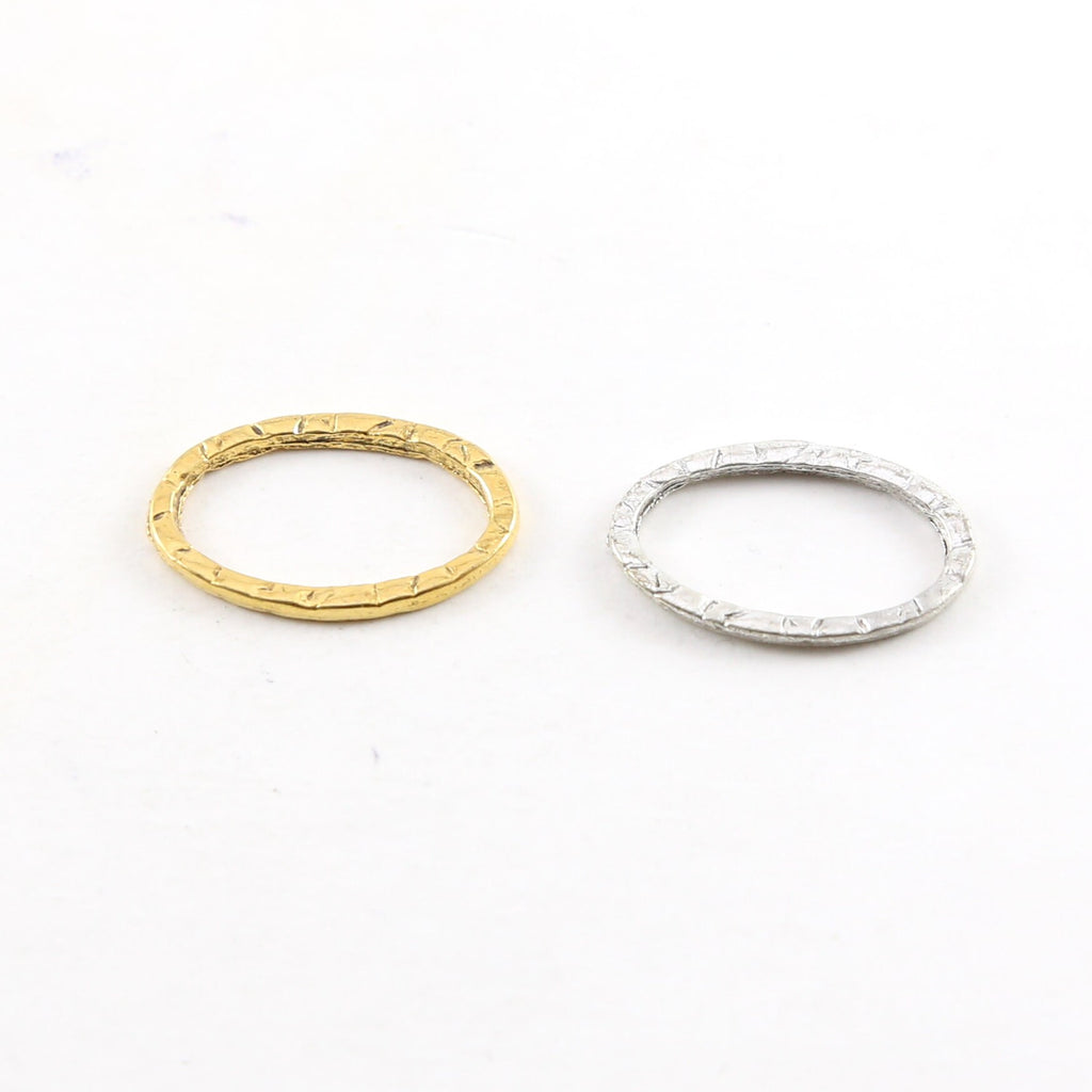 20mmx13mm Pewter Thick Textured Crimped Hammered Oval Metal Open Circle (4pc)