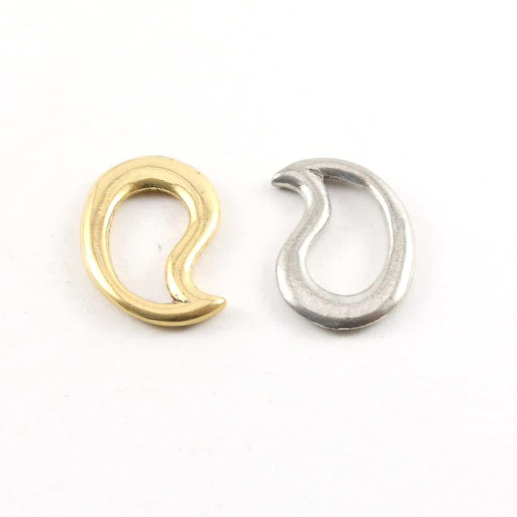 Pewter Large Thick 23mm Smooth Open Teardrop Paisley Design