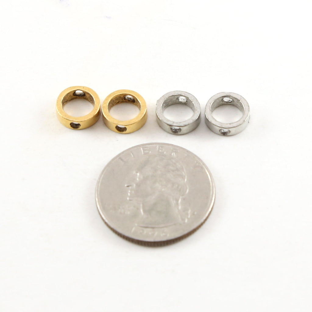 Pewter Small 9mm Metal Open Circle Connector Bead Ring 2 Hole (2pc)