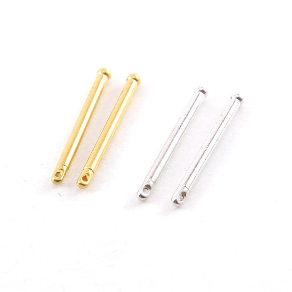 Pewter Metal Short 30mm x 2mm Bar Drop Charm with Ball End (2pc)