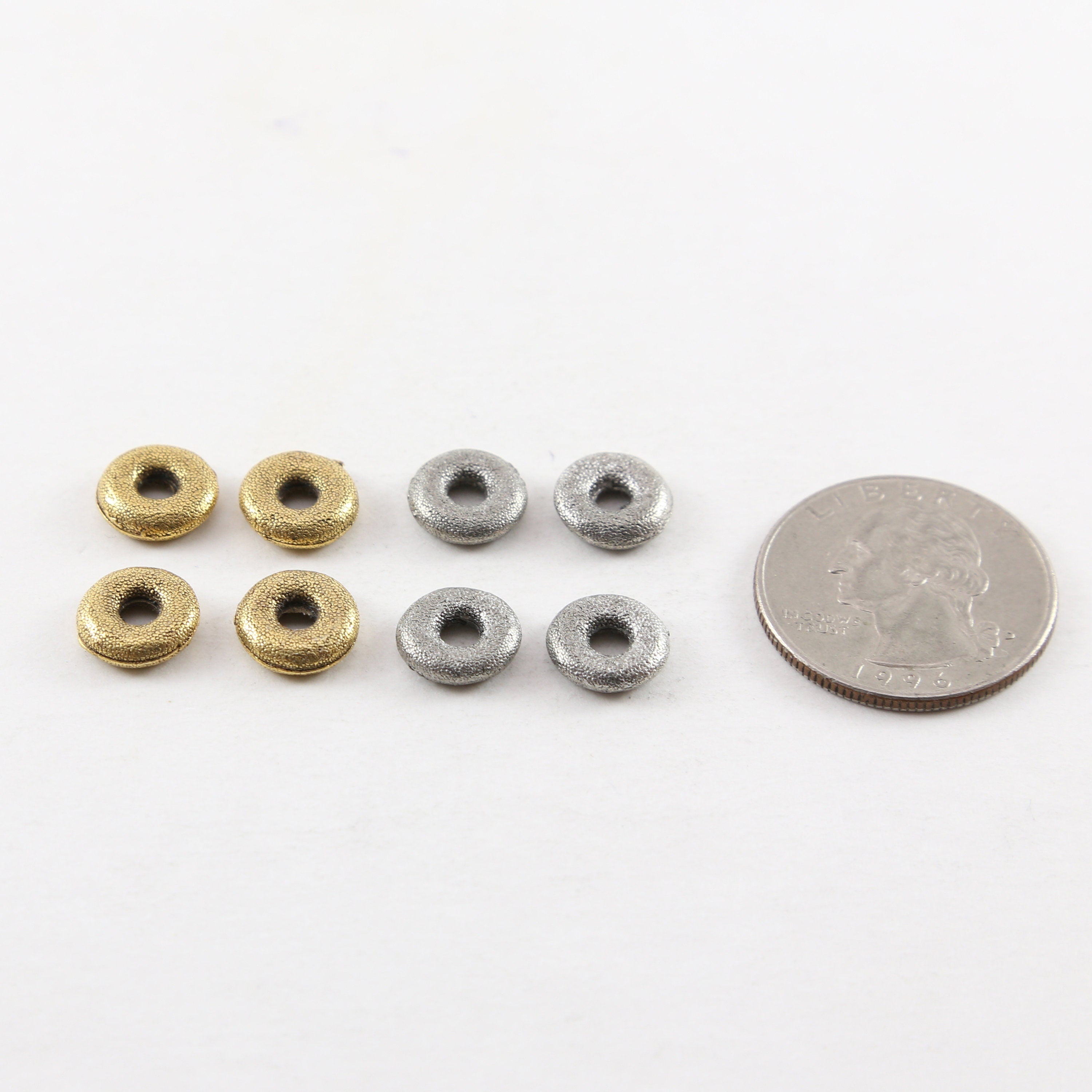 Pewter Small 7mm Metal Textured Donut Circle Thick Connector (4pc)
