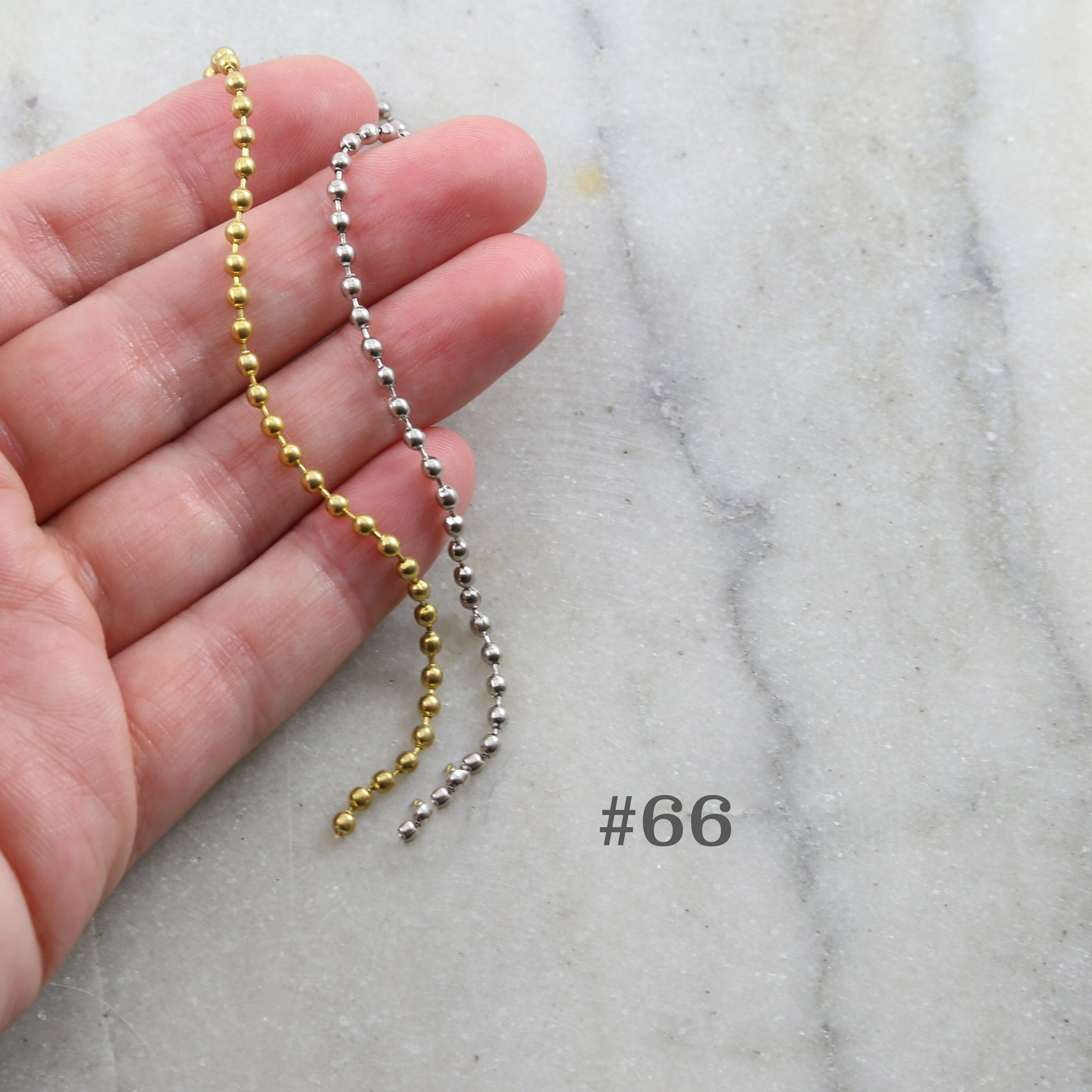 Brass 3 Feet Gold or Silver Plated Ball Chain Dog Tag Chain