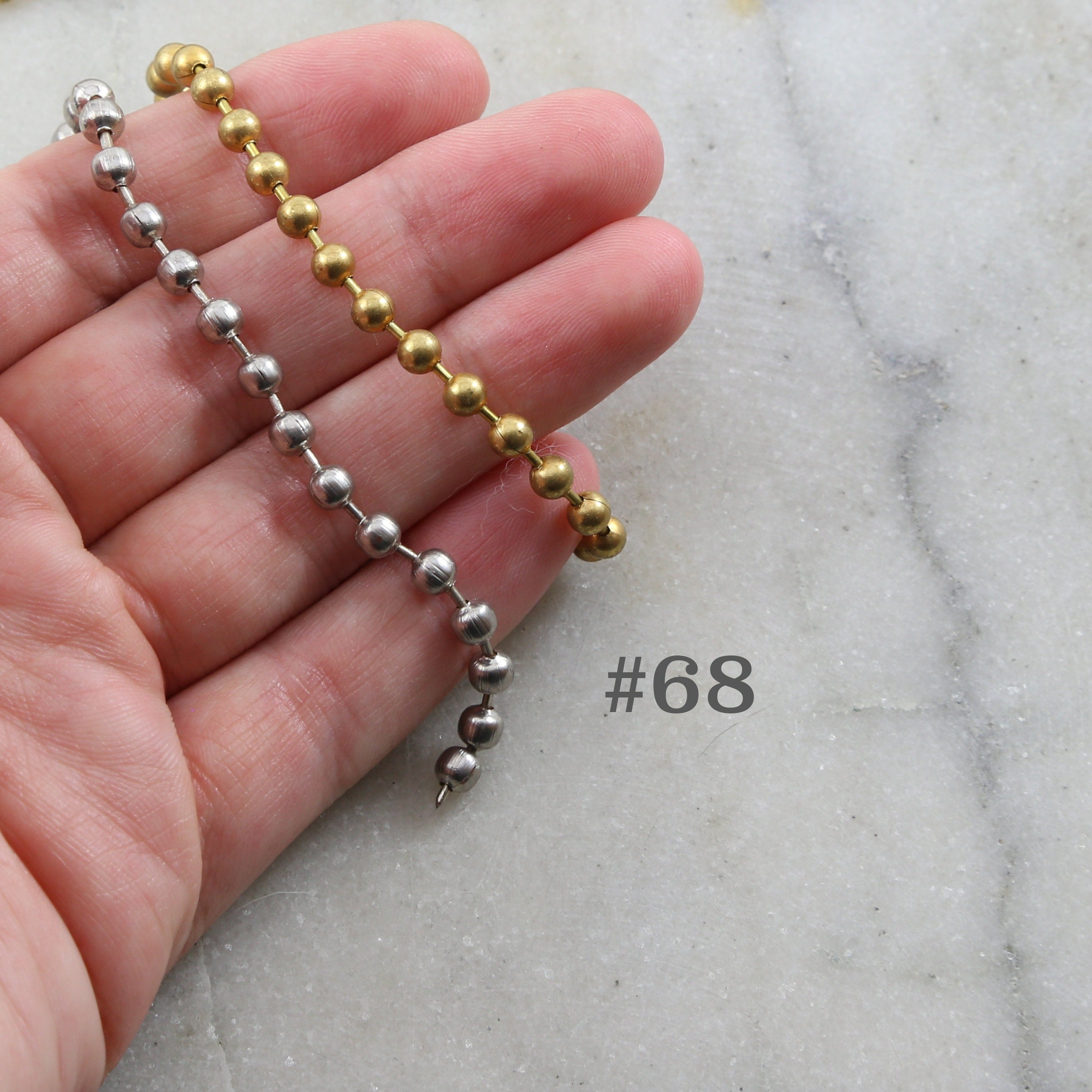 Brass 3 Feet Gold or Silver Plated Ball Chain Dog Tag Chain