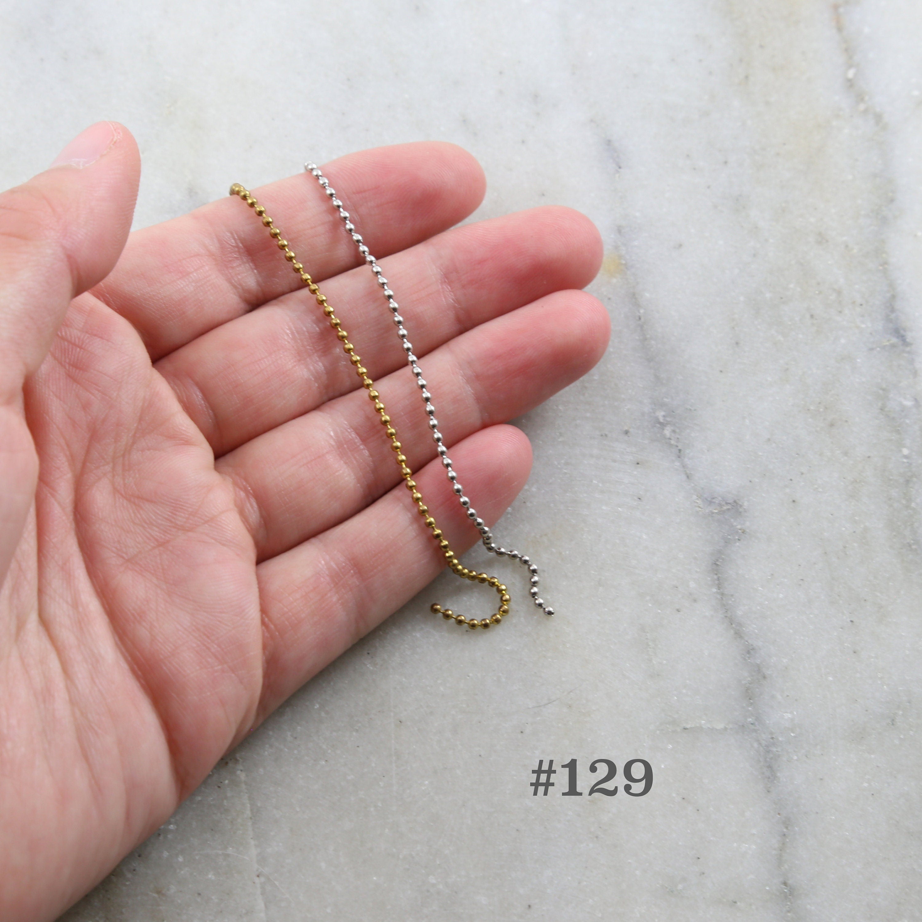 Brass 3 Feet Gold or Silver Plated Ball Chain Dog Tag Chain
