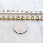 6mm Brass Gold or Silver Plated Clear Austrian Rhinestone – Sold by the Foot
