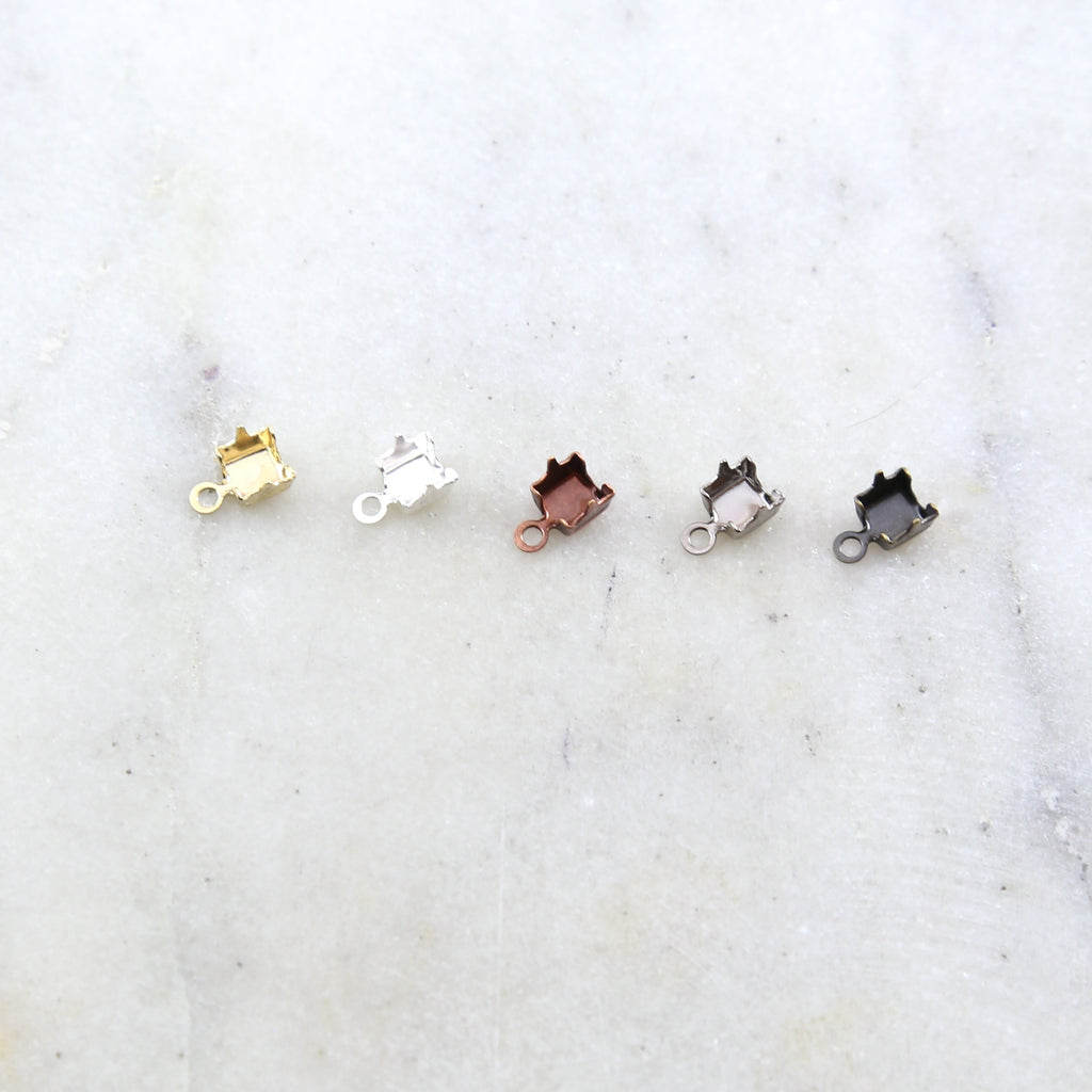 8mmx5mm Base Metal Preciosa Rhinestone Chain Closure Clasp End Chain (10pc)