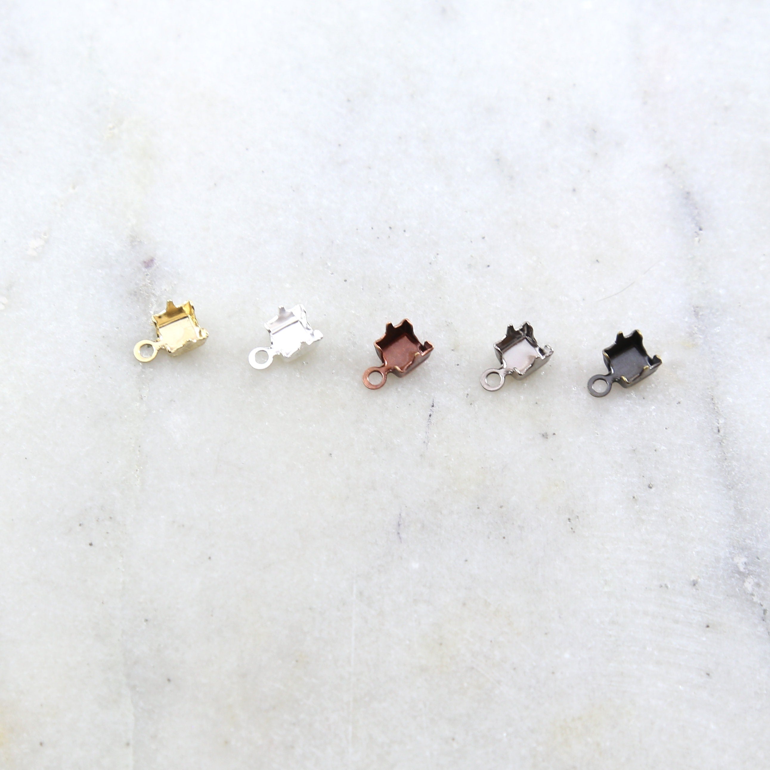 8mmx5mm Base Metal Preciosa Rhinestone Chain Closure Clasp End Chain (10pc)