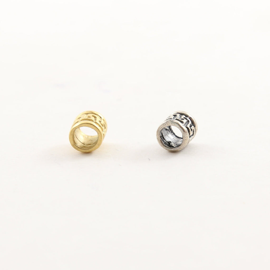 Sterling Silver or Vermeil Tibetan Style Square Lined Detail 6mm Shiny Matte