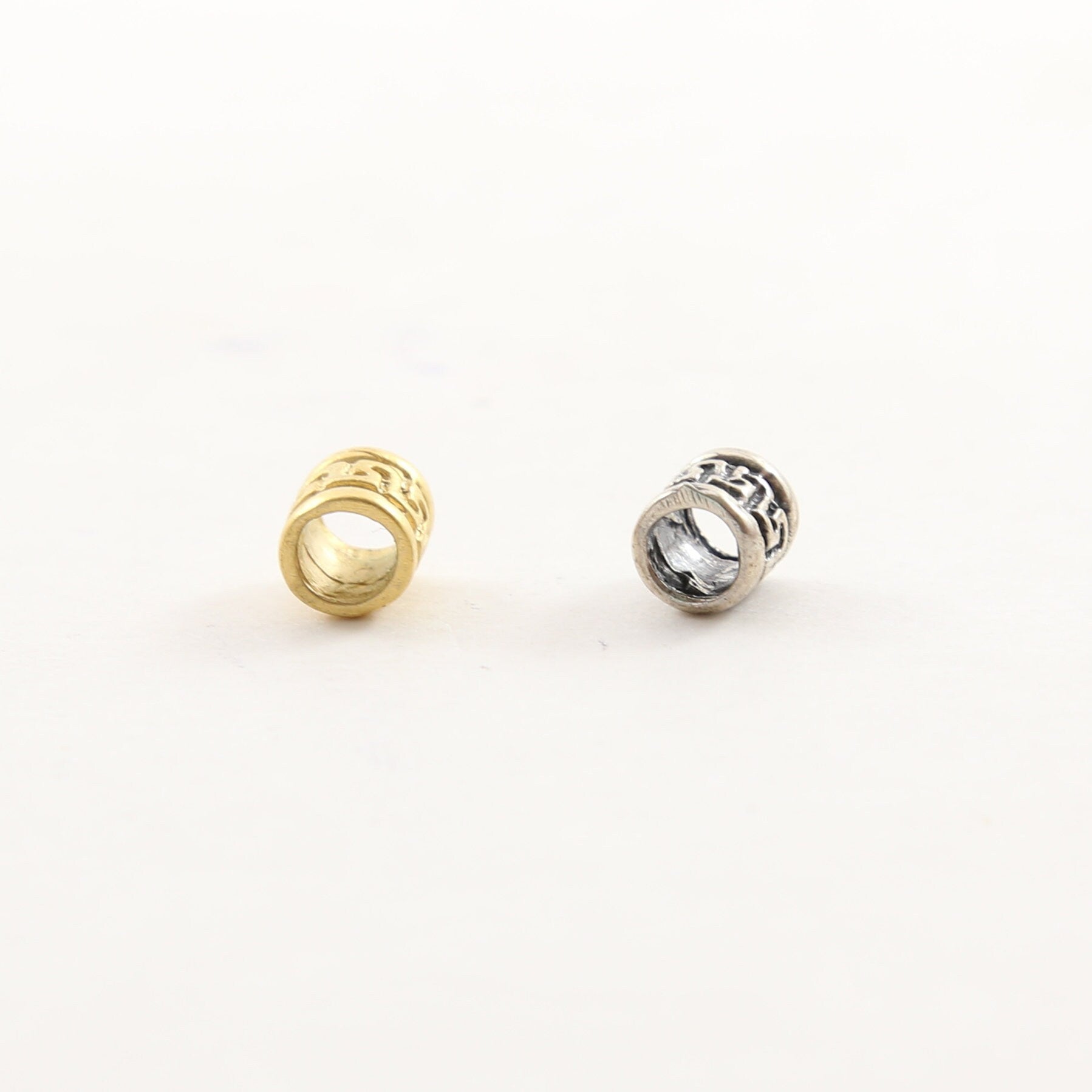 Sterling Silver or Vermeil Tibetan Style Square Lined Detail 6mm Shiny Matte