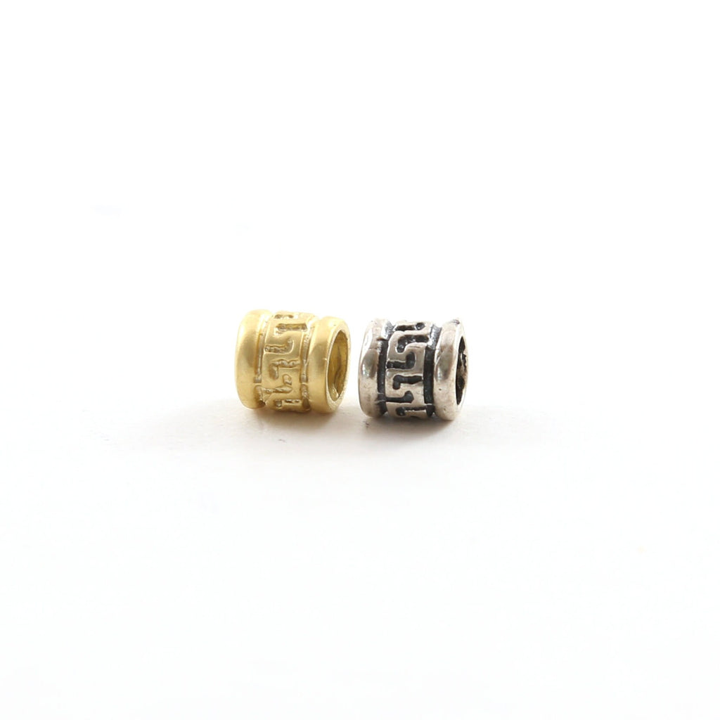 Sterling Silver or Vermeil Tibetan Style Square Lined Detail 6mm Shiny Matte