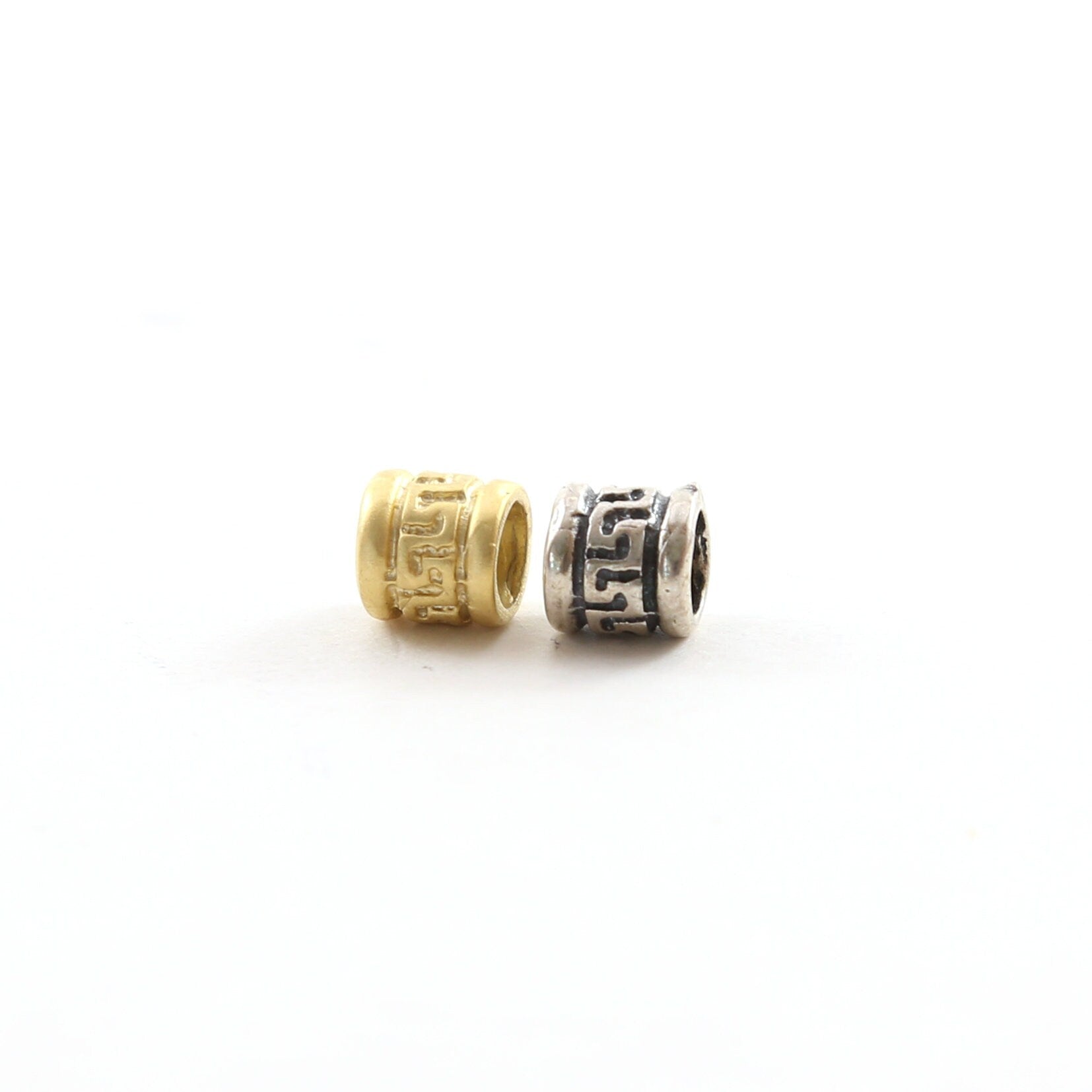 Sterling Silver or Vermeil Tibetan Style Square Lined Detail 6mm Shiny Matte