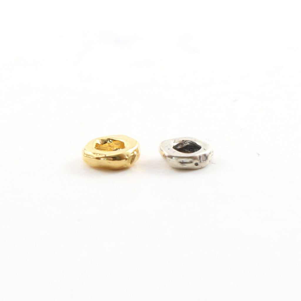 Sterling Silver or Vermeil Artisan Organic Rondelle Shape 6mm Flat Round Donut