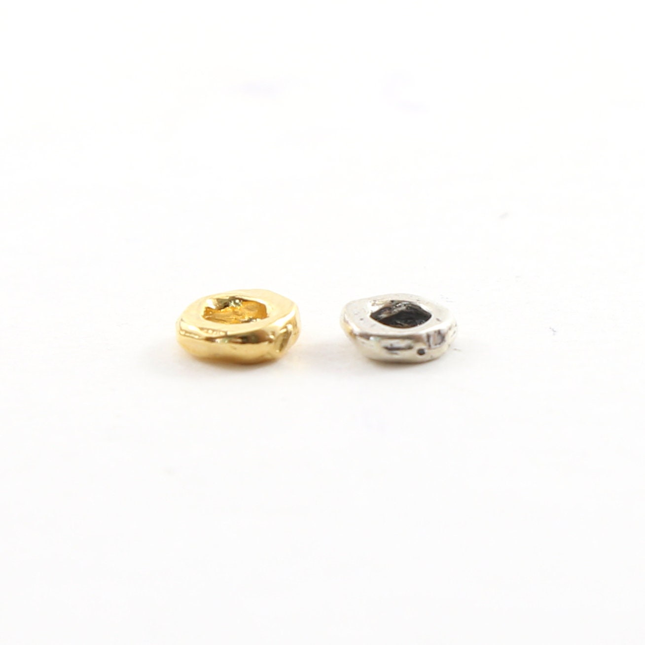 Sterling Silver or Vermeil Artisan Organic Rondelle Shape 6mm Flat Round Donut