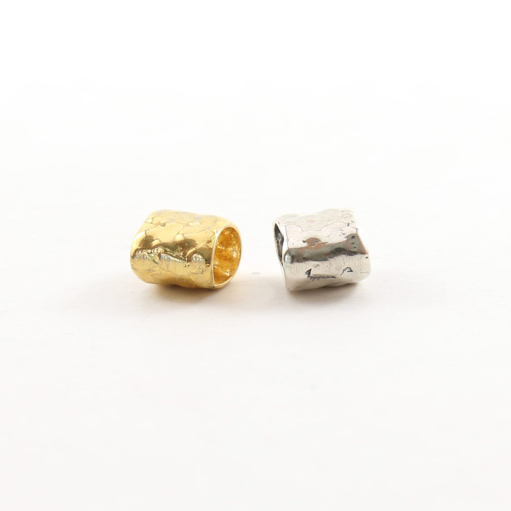Sterling Silver or Vermeil Artisan Organic Hammered Textured Oblong Large Hole