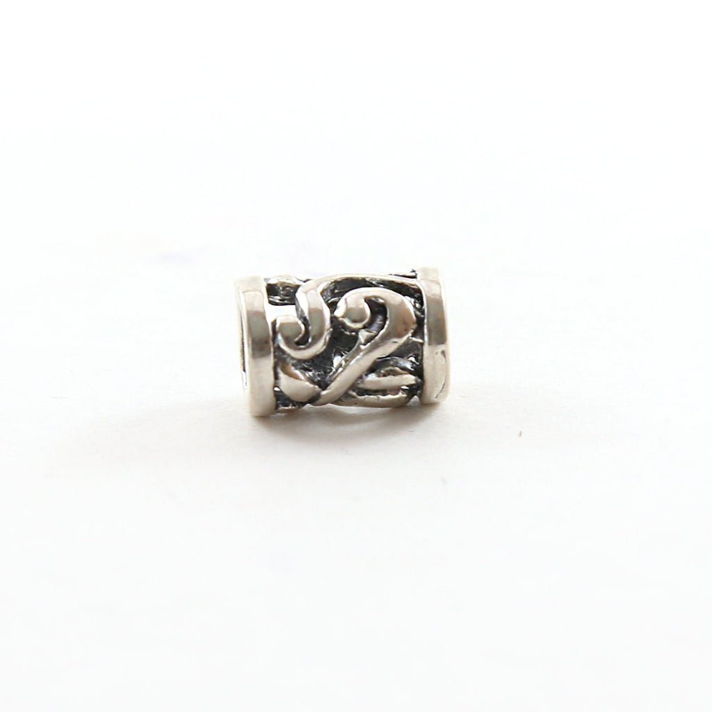 Sterling Silver Tibetan Style Curly Leaf Large Hole Spacer Bead Leather