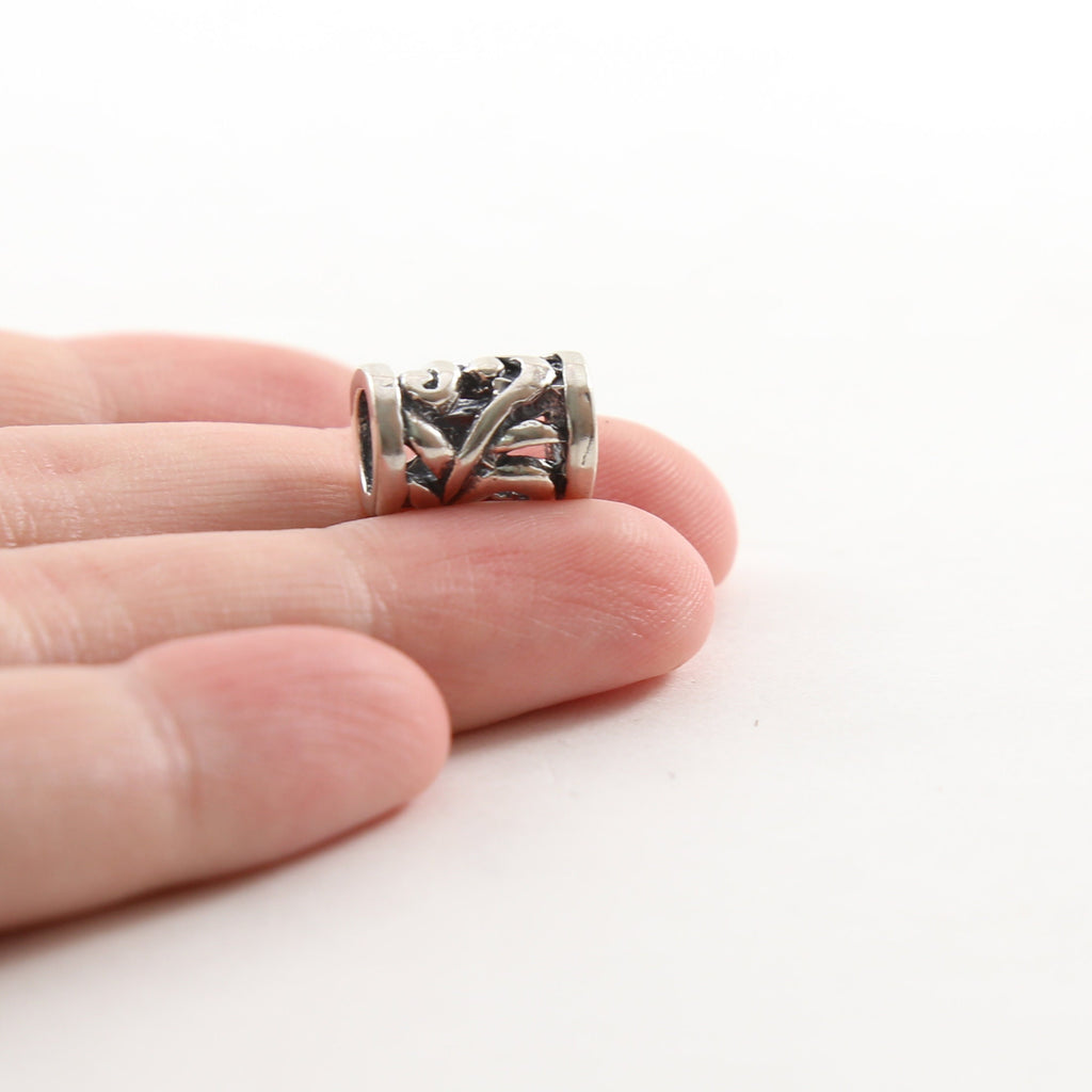 Sterling Silver Tibetan Style Curly Leaf Large Hole Spacer Bead Leather