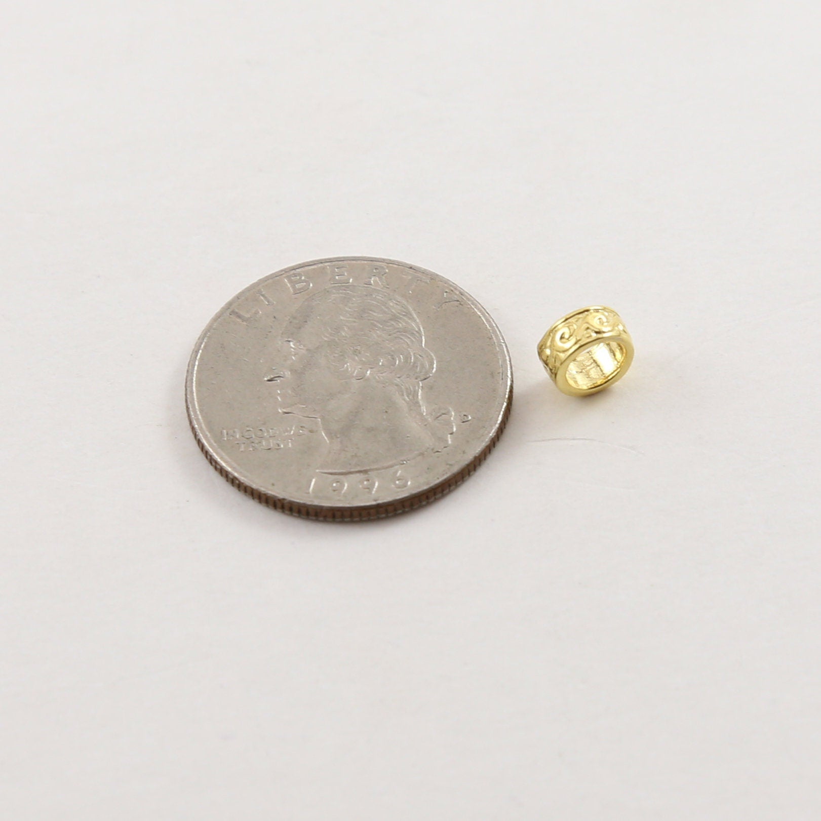 Sterling Silver or Vermeil Tibetan Style Wave Curl Bead or Large Hole Spacer