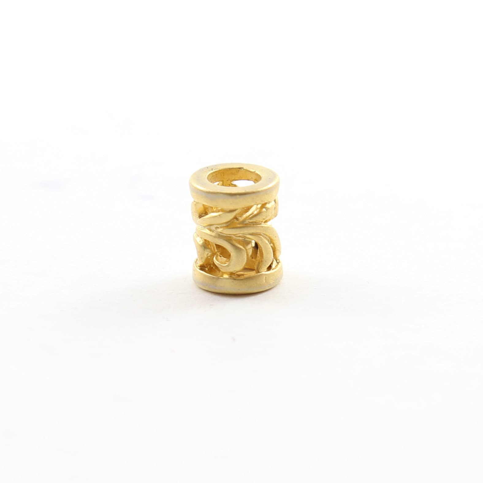 Vermeil Brushed Matte Curly Leaf Swirl Bead Large Hole Spacer