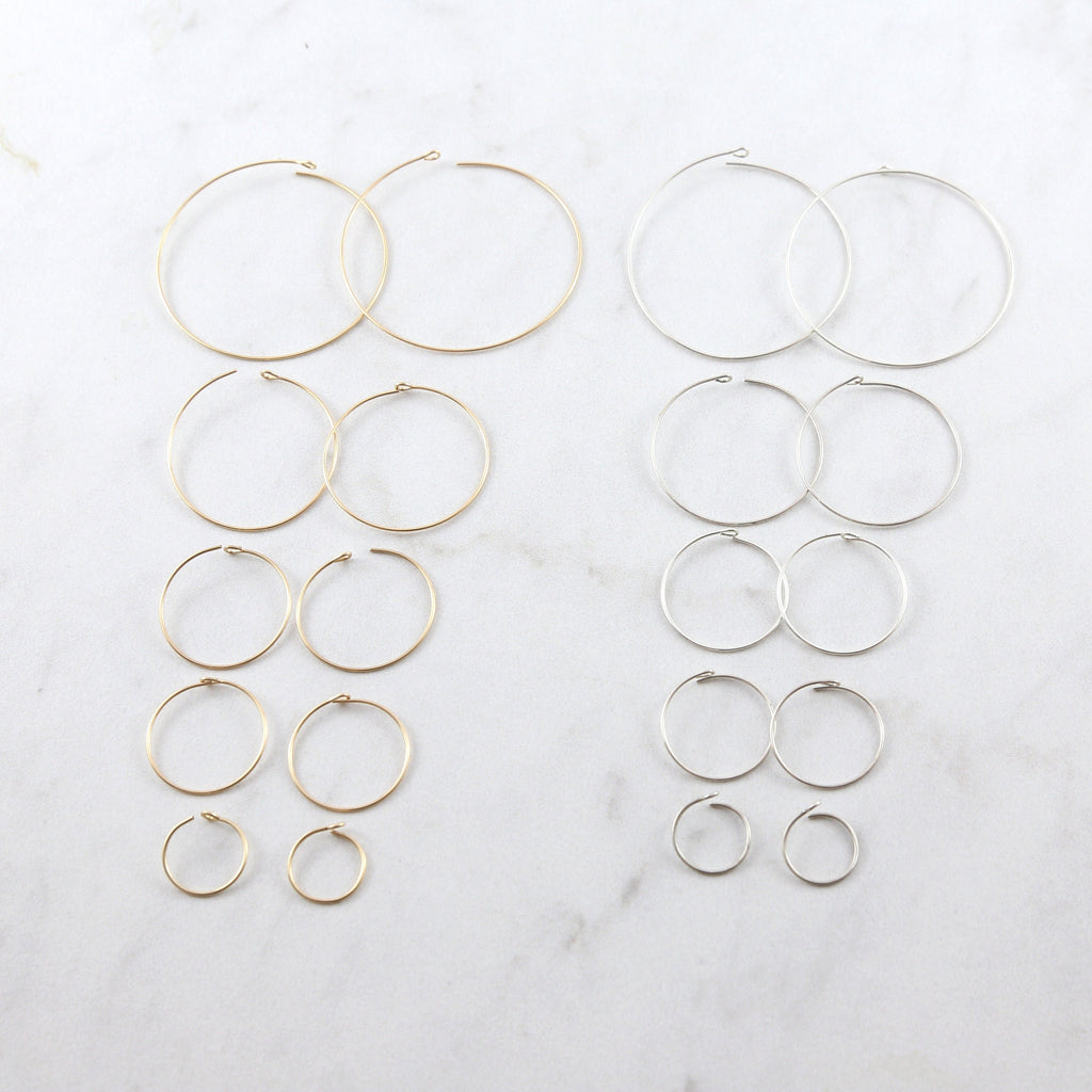 Sterling Silver or 14K Gold Filled Beading Hoop Earring Wire 40mm 25mm (2pc)