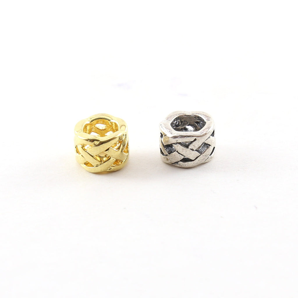 Sterling Silver or Vermeil Intricate Weave Knot Bead in Shiny Gold or Large