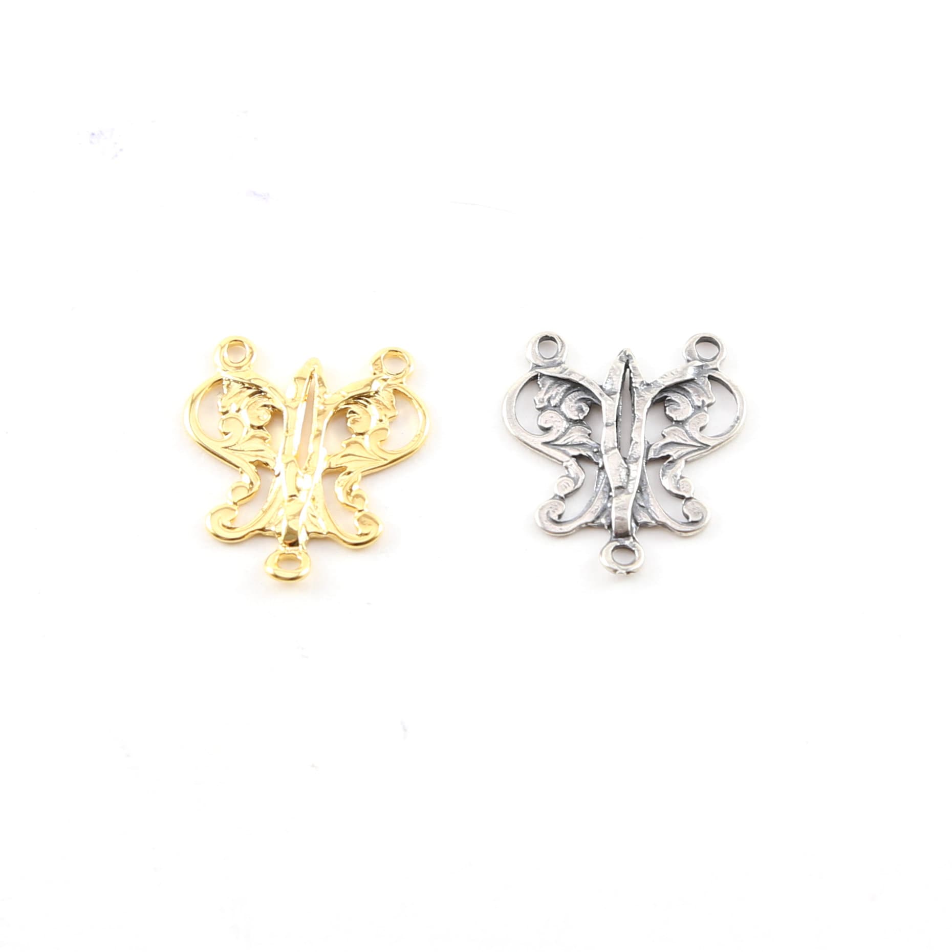Sterling Silver or Vermeil Fancy Butterfly Y Connector Link Necklace Rosary