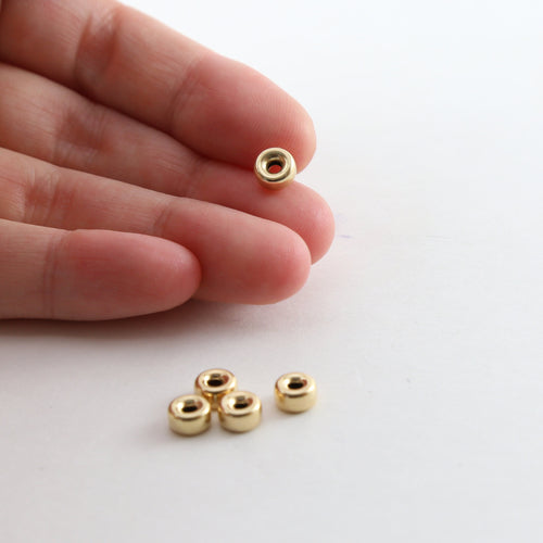 14K Gold Filled 6mm Smooth Pony Rondelle Seamless Spacer Beads (5pc)