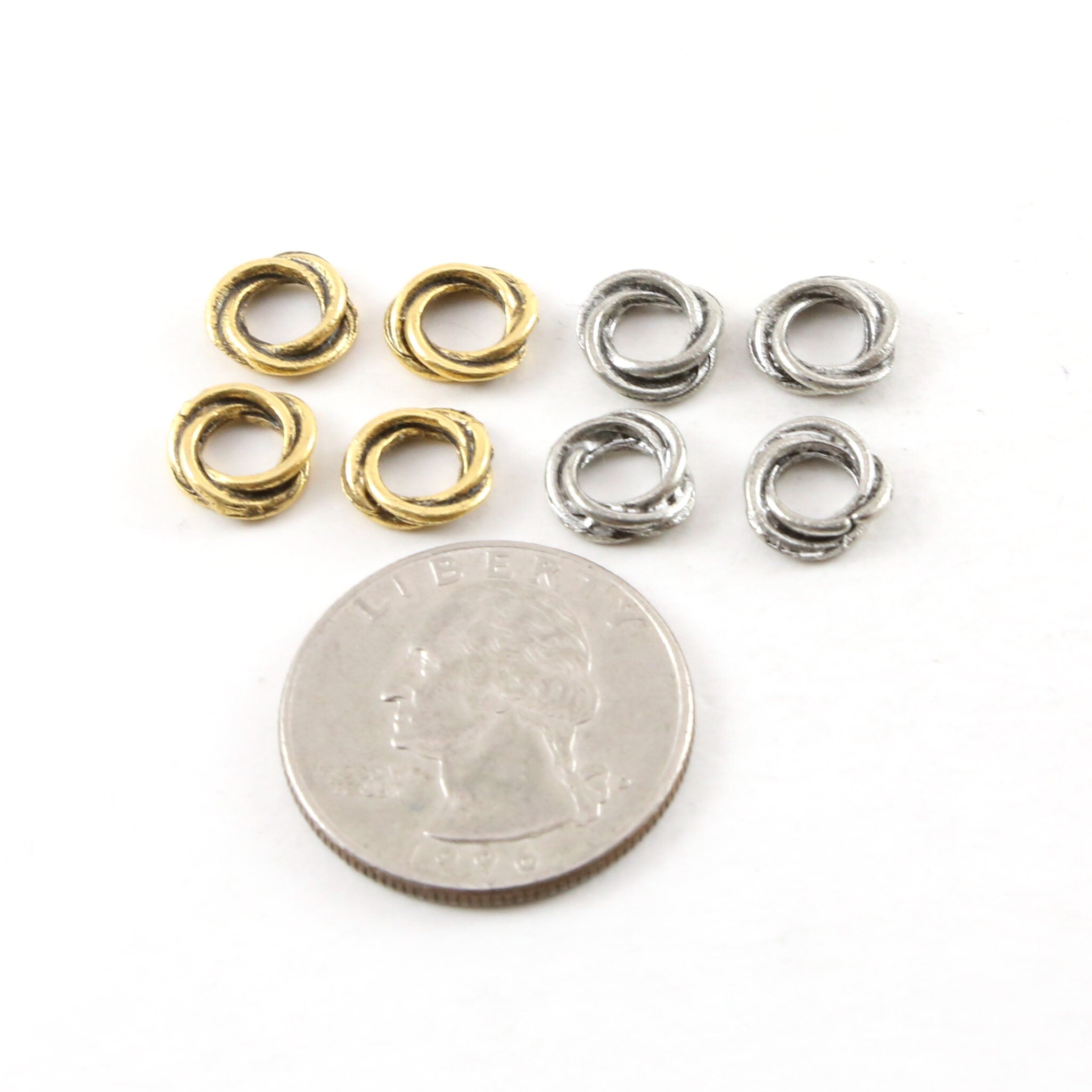 Pewter Small 8mm Metal Twisted Circle Thick Connector Spacer (4pc)