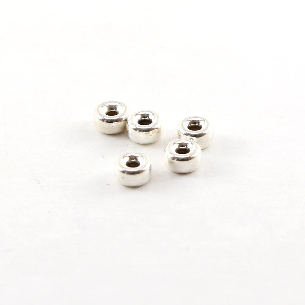 Sterling Silver 6mm Smooth Pony Rondelle Seamless Spacer Beads (5pc)