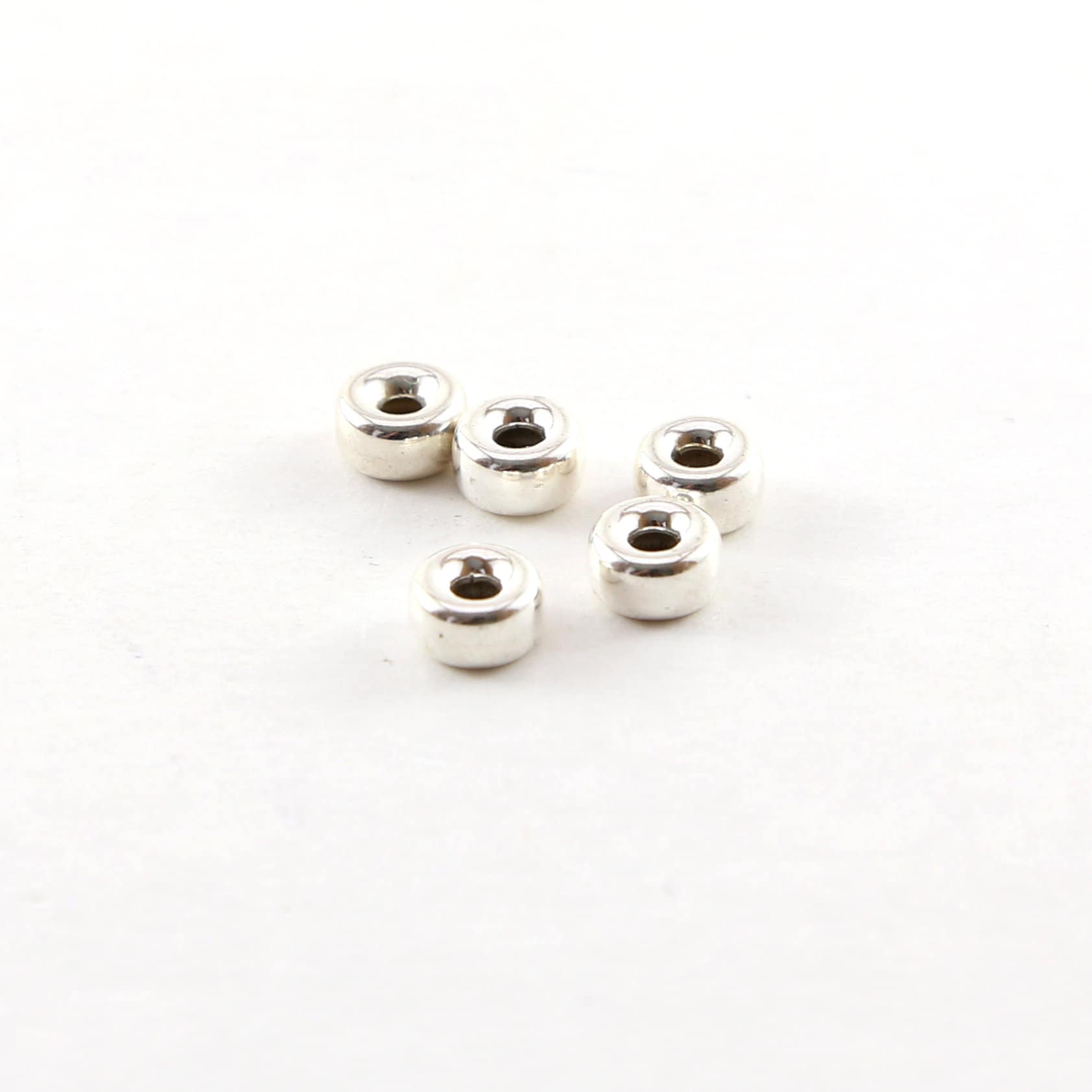 Sterling Silver 6mm Smooth Pony Rondelle Seamless Spacer Beads (5pc)
