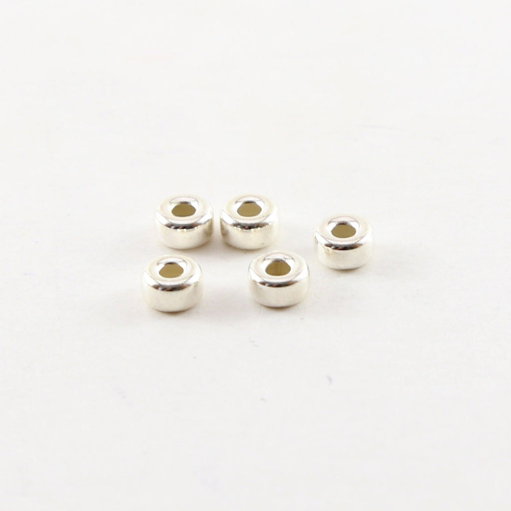 Sterling Silver 5mm Smooth Pony Rondelle Seamless Spacer Beads (5pc)