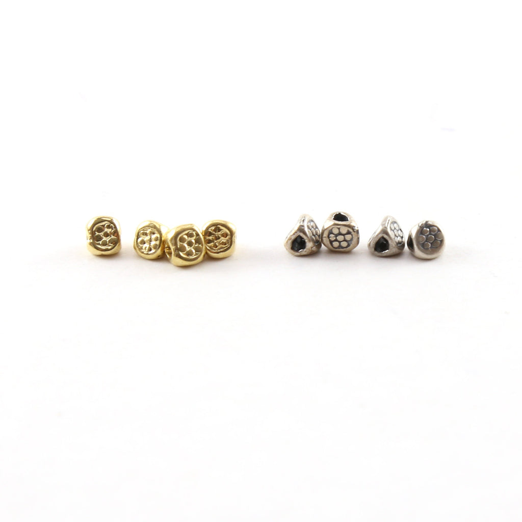4mm Sterling Silver or Vermeil Artisan Tiny Daisy Flower Stamped 3 (4pc)