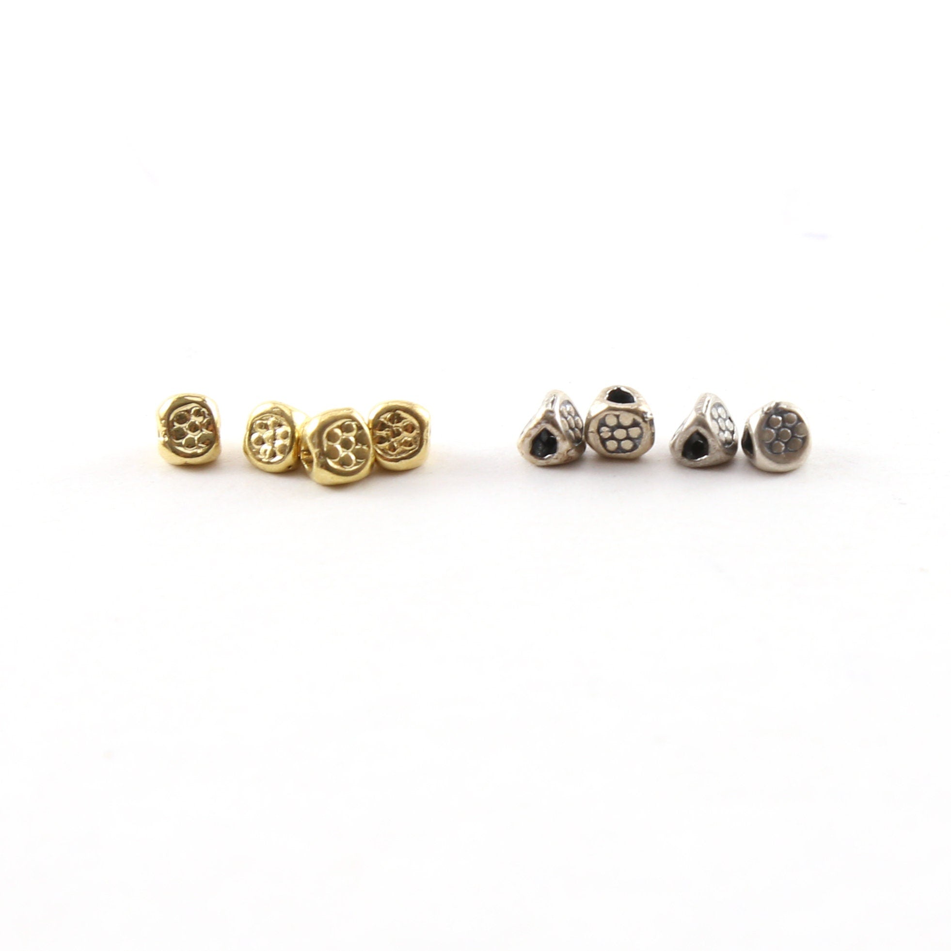 4mm Sterling Silver or Vermeil Artisan Tiny Daisy Flower Stamped 3 (4pc)