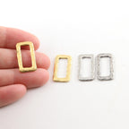 Pewter Metal Textured 20mm x 15mm Rectangle Shaped Open (2pc)