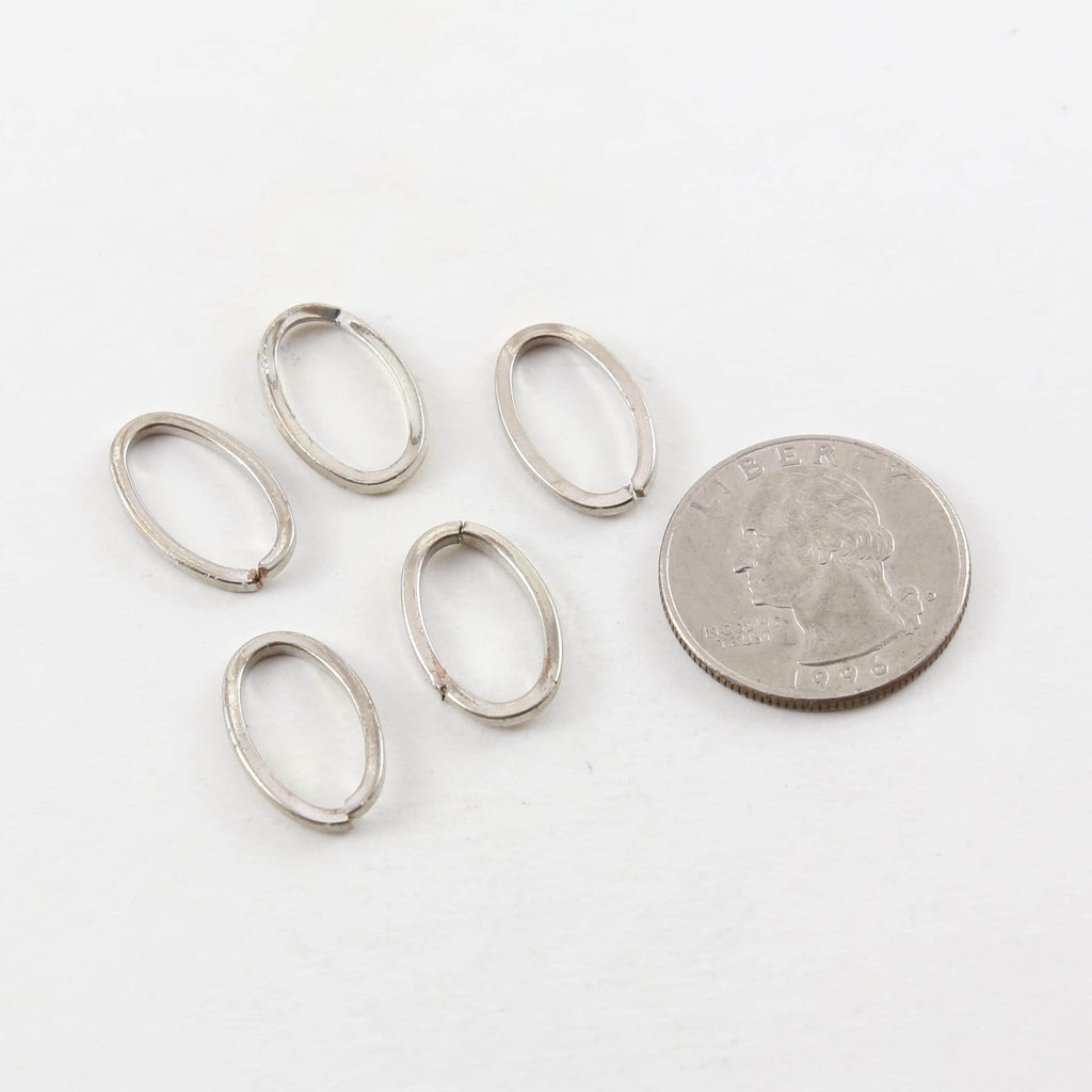 Pewter Antique Silver Thick Split Ring Oval 18mm x 16mm Metal (5pc)