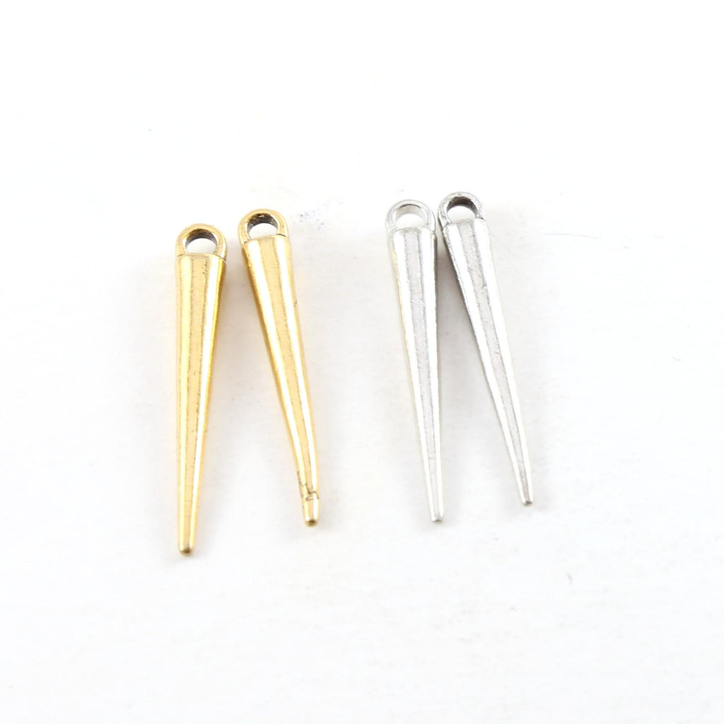 32mmx3mm Pewter Metal Tall Long Spike Triangle Dagger Pendant Point (2pc)