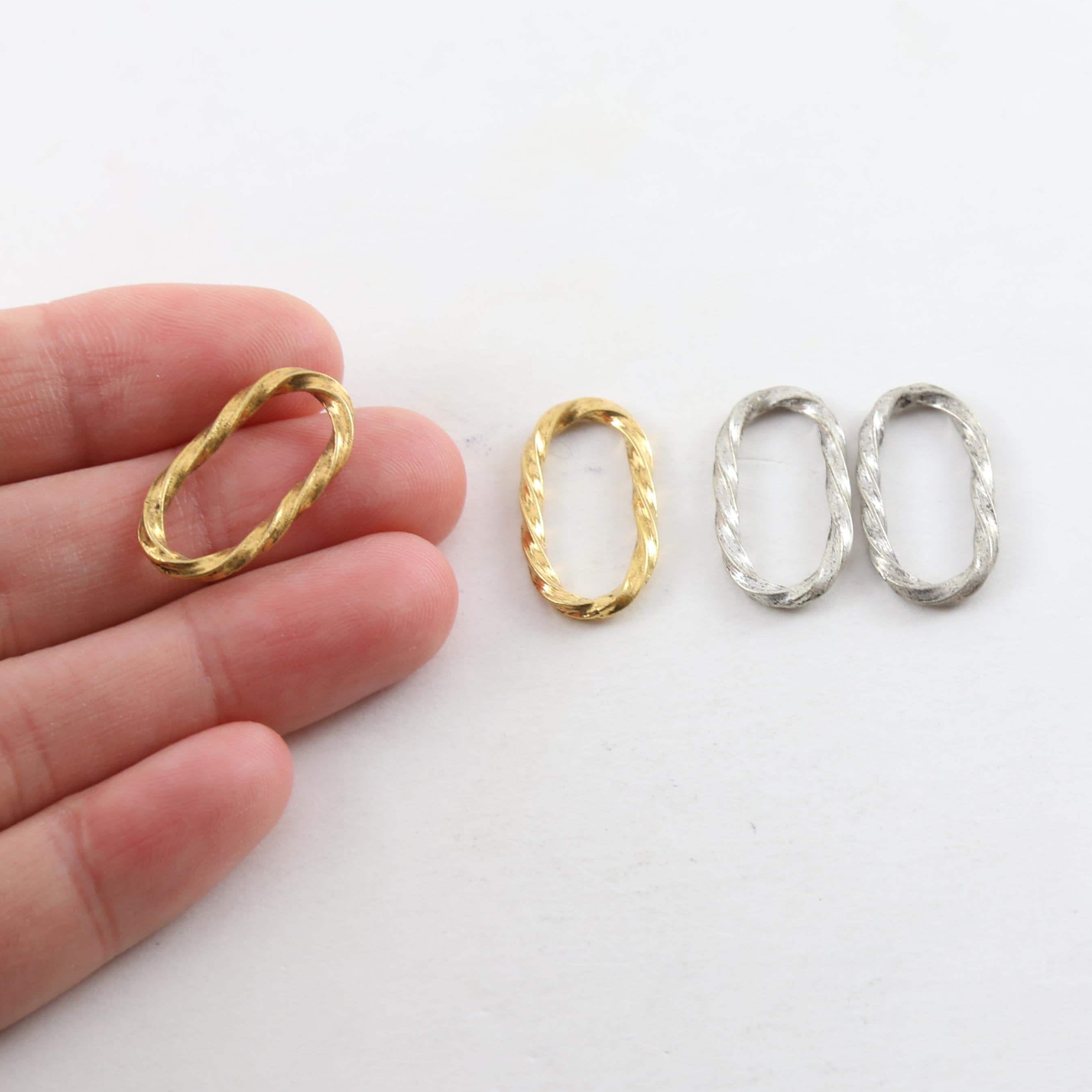 Pewter Thick Twisted Ring Oval 22mm x 15mm Metal Connector (2pc)