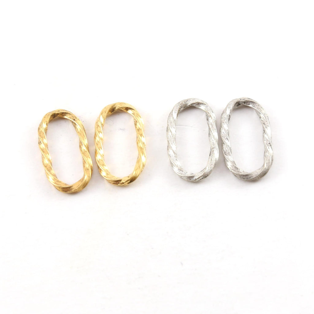 Pewter Thick Twisted Ring Oval 22mm x 15mm Metal Connector (2pc)