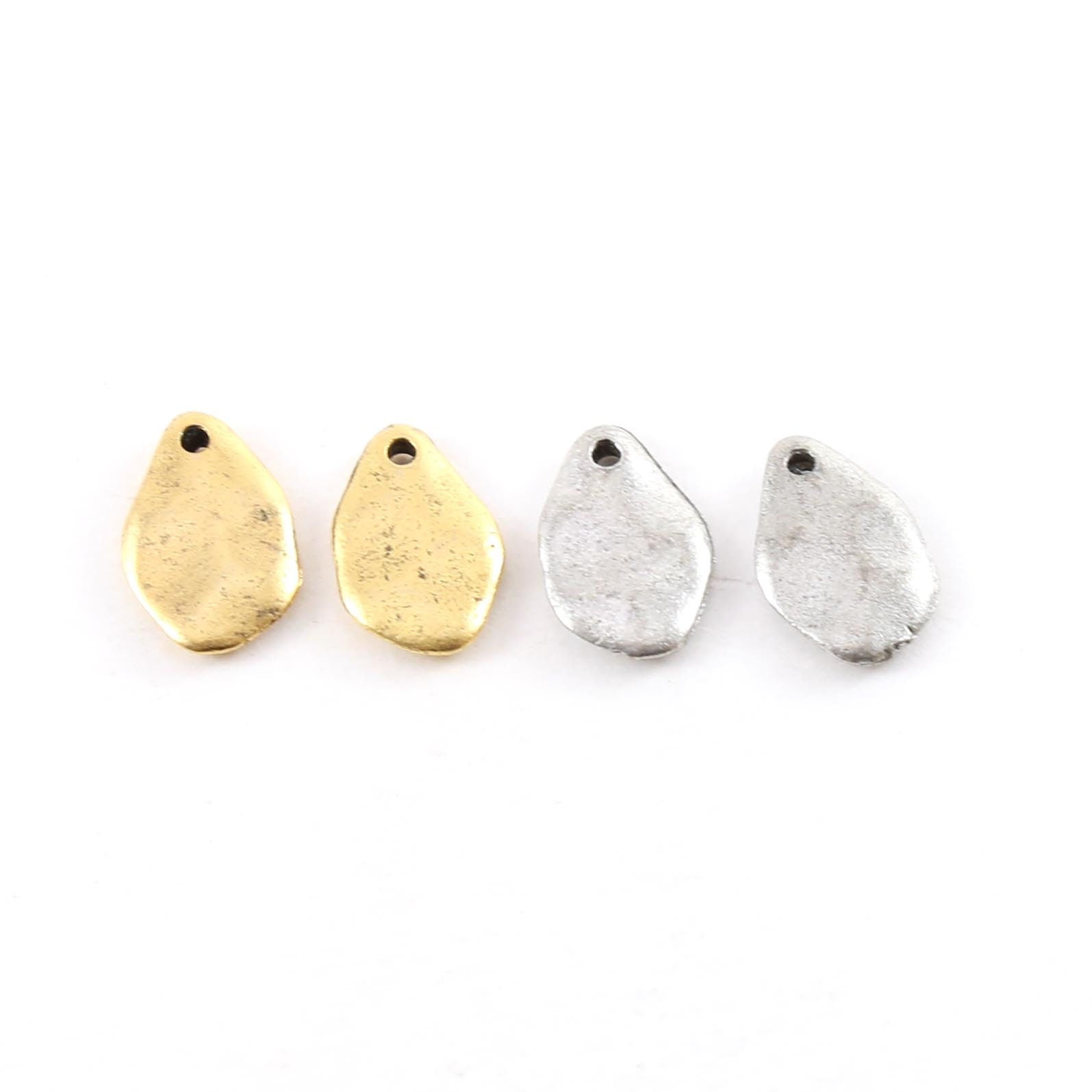 14mmx 9mm Pewter Metal Large Oblong Thick Oval Teardrop Rounded Tag (2pc)