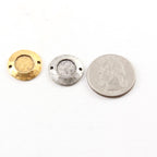 Pewter Metal Hammered Textured Round Cabochon Setting Link