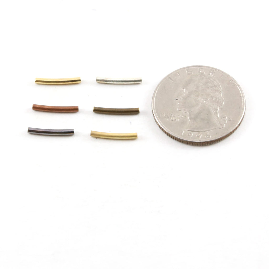 Brass Short 12mm x 1mm Bar Bugle Bead Curved Tube Morse Code (10pc)