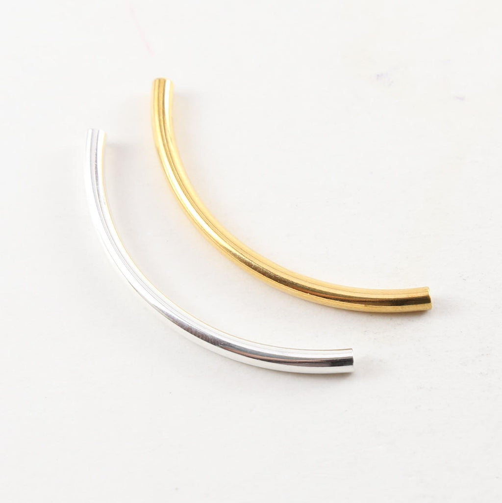 50mmx3mm Brass Long Curved Bar Curved Tube Bead Link Curve Beads Gold (5pc)