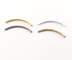 Brass Long 40mm x 2mm Bar Bugle Bead Curved Tube Morse Code (10pc)