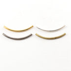 Brass Long 40mm x 2mm Bar Bugle Bead Curved Tube Morse Code (10pc)